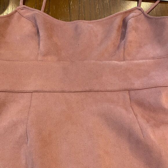 Feminine Bodycon Slip Dress BCBGMAXAZRIA Rust Faux Suede Spaghetti Strap NWT L - Picture 6 of 13
